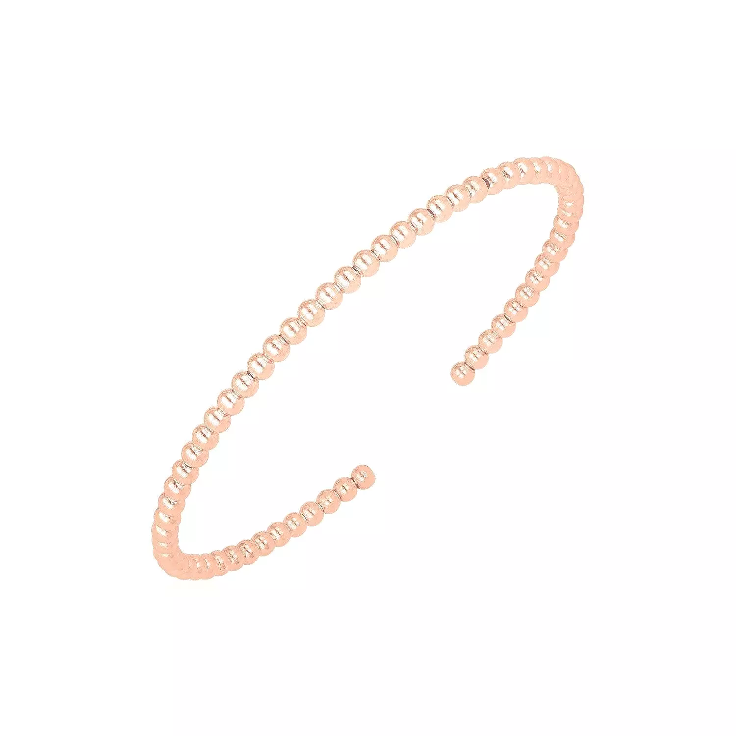 14K ROSE GOLD HIGH POLISH BEAD CUFF BANGLE (3M