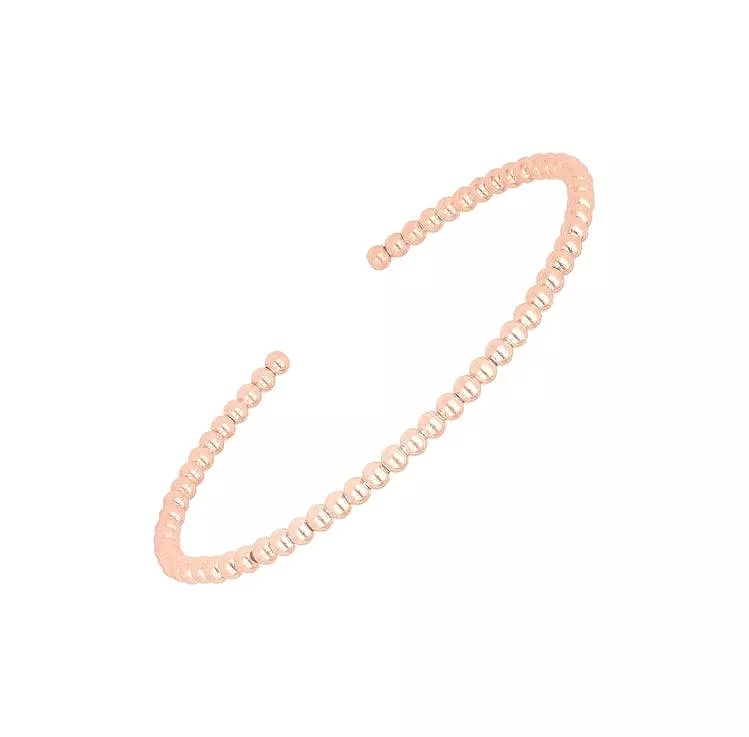 14K ROSE GOLD HIGH POLISH BEAD CUFF BANGLE (3M