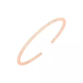 14k Rose Gold High Polish Bead Cuff Bangle (3mm)