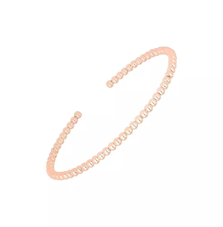 14K ROSE GOLD HIGH POLISH BEAD CUFF BANGLE (3M