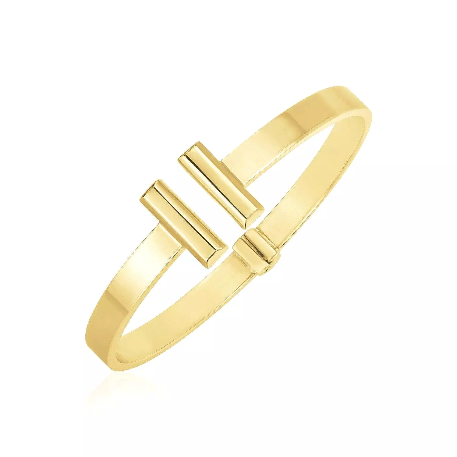 14K YELLOW GOLD HIGH POLISH BAR CUFF BANGLE (6M