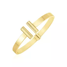 14k Yellow Gold High Polish Bar Cuff Bangle (6mm)