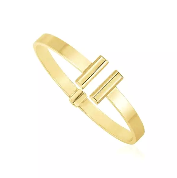 14K YELLOW GOLD HIGH POLISH BAR CUFF BANGLE (6M