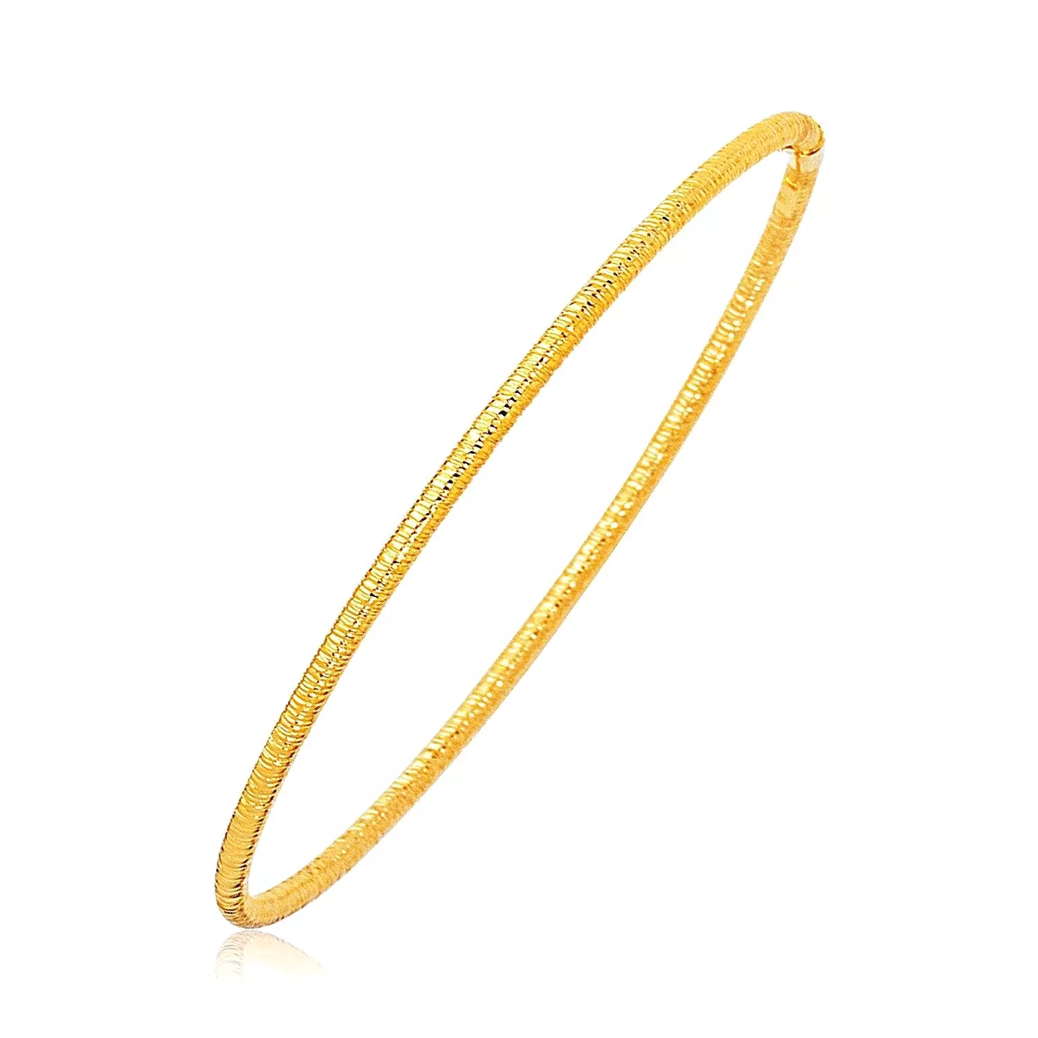 14k Yellow Gold Thin Textured Stackable Bangle