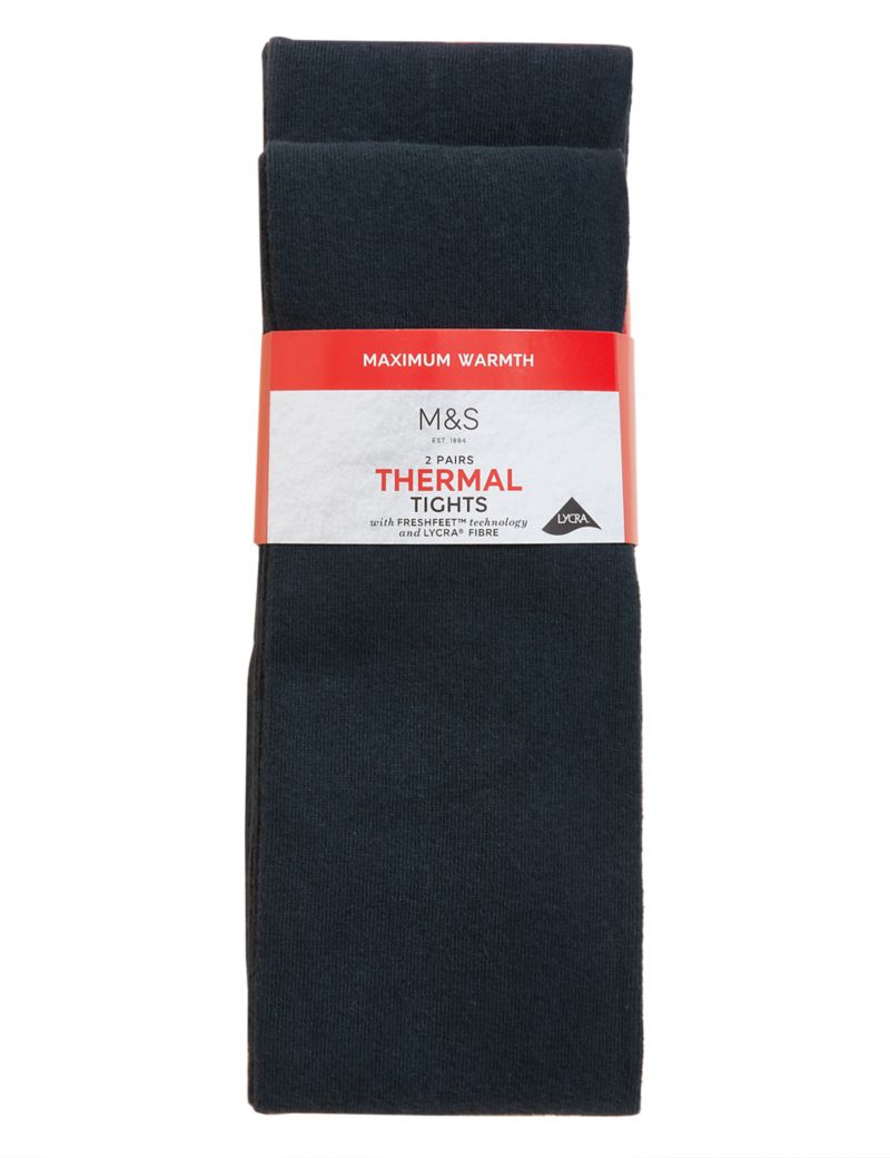 2pk Wool Thermal Tights (4-14 Yrs)