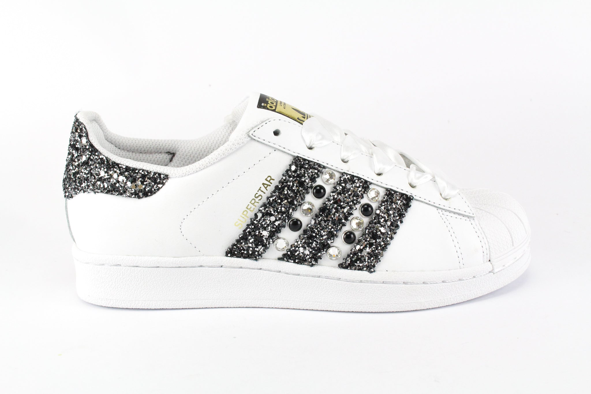 Adidas Superstar Black Silver Glitter & Strass