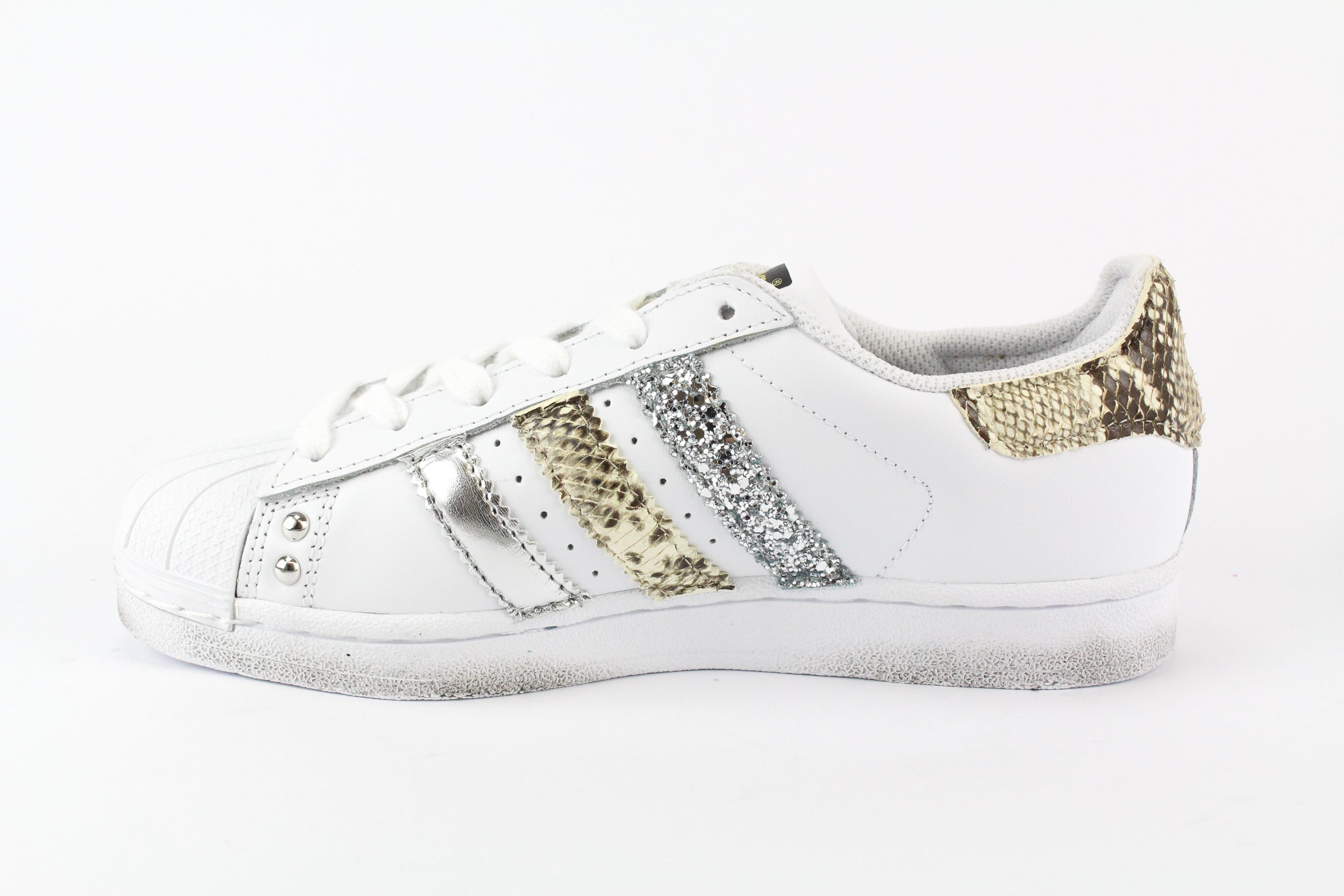 Adidas Superstar Pitone Silver Glitter & Borchie