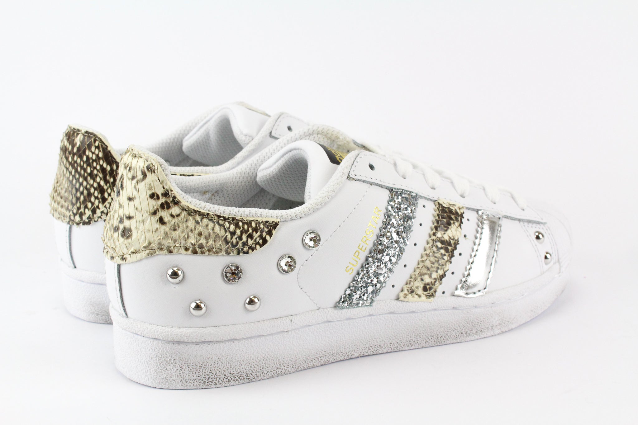 Adidas Superstar Pitone Silver Glitter & Borchie