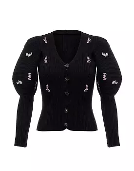 Black Knit Beaded Cardigan