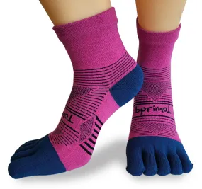 Bprimal Performance Five-Toe Socks - Womens - Regular Weight - Mini-Crew - Pink/Navy