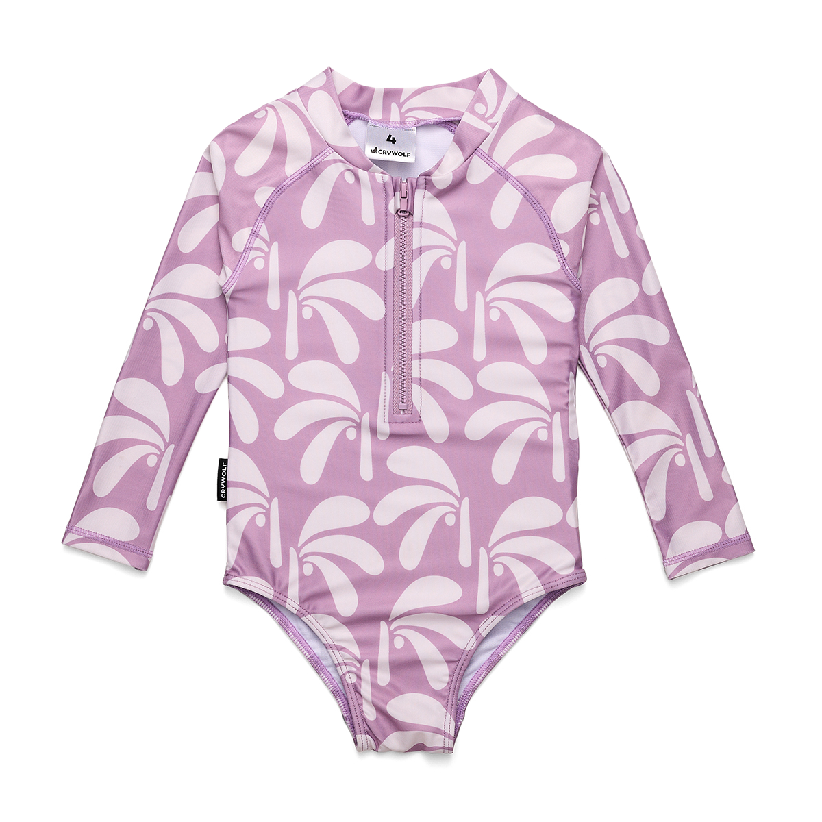 Crywolf Long Sleeve Swimsuit Lilac Palms