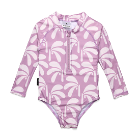 Crywolf Long Sleeve Swimsuit Lilac Palms