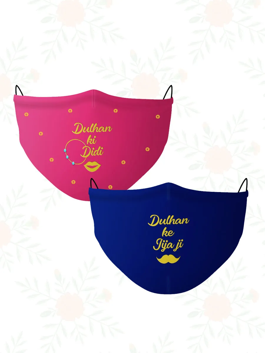 Dulhan ki Didi + Jijaji (Set of 2) Wedding Face Mask