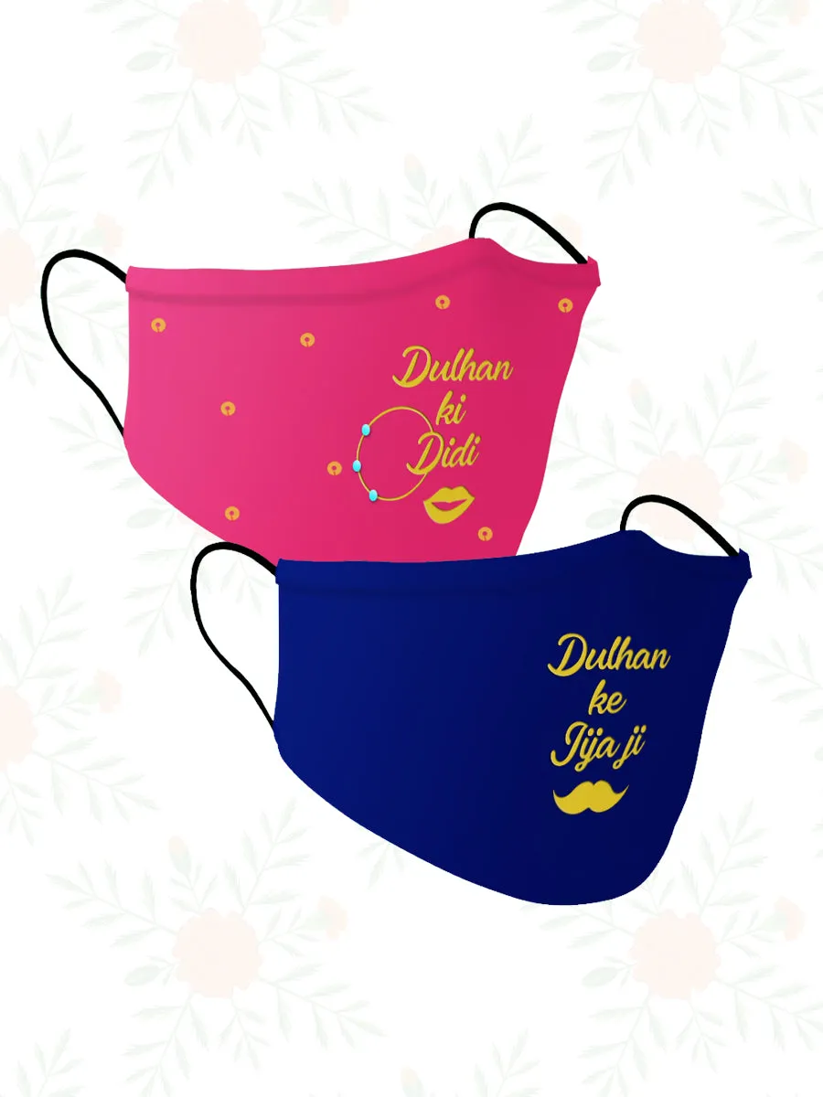 Dulhan ki Didi + Jijaji (Set of 2) Wedding Face Mask