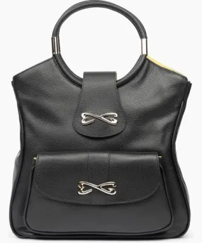 Etta Grove Footwear Women's Unique-Shaped, Large, Pebbled Leather Handbag With Top Handles & Detachable