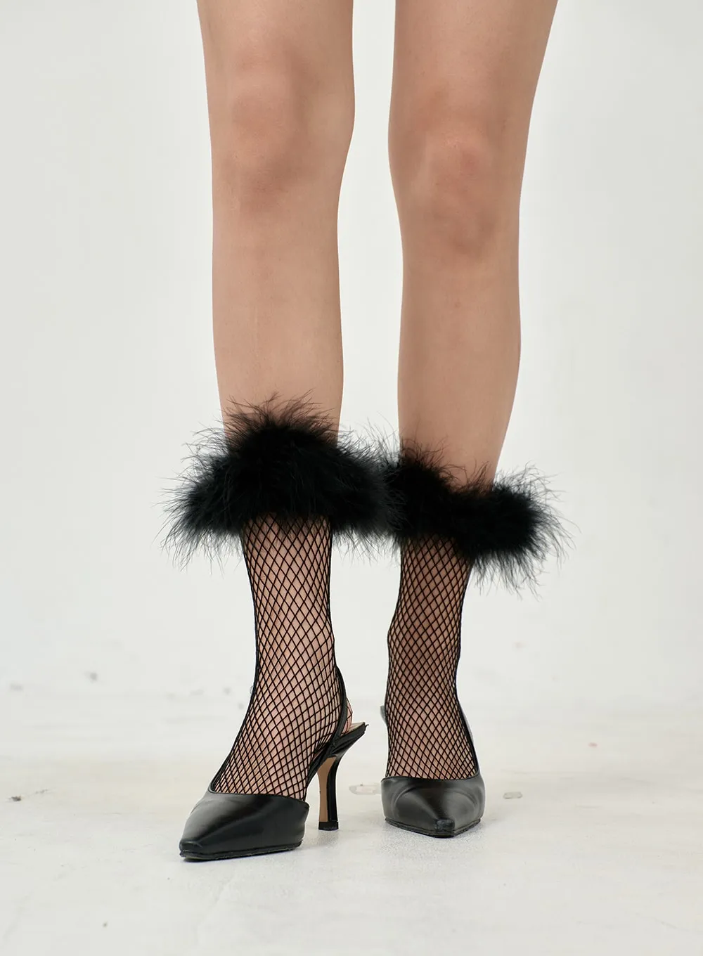 Fishnet Faux Feather Socks BD09