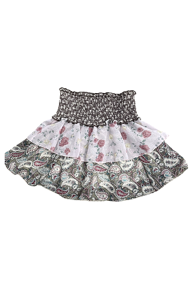 Floral Paisley Combo Ruffle Skirt