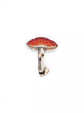 Fly Amanita Brooch Red