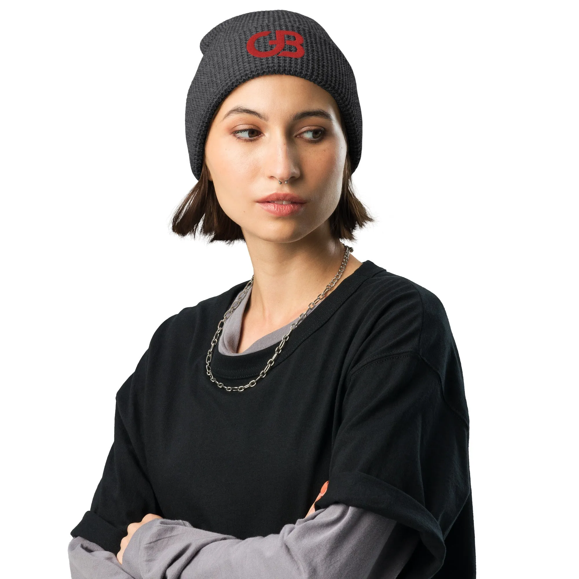 Gerald Black Waffle Beanie RED