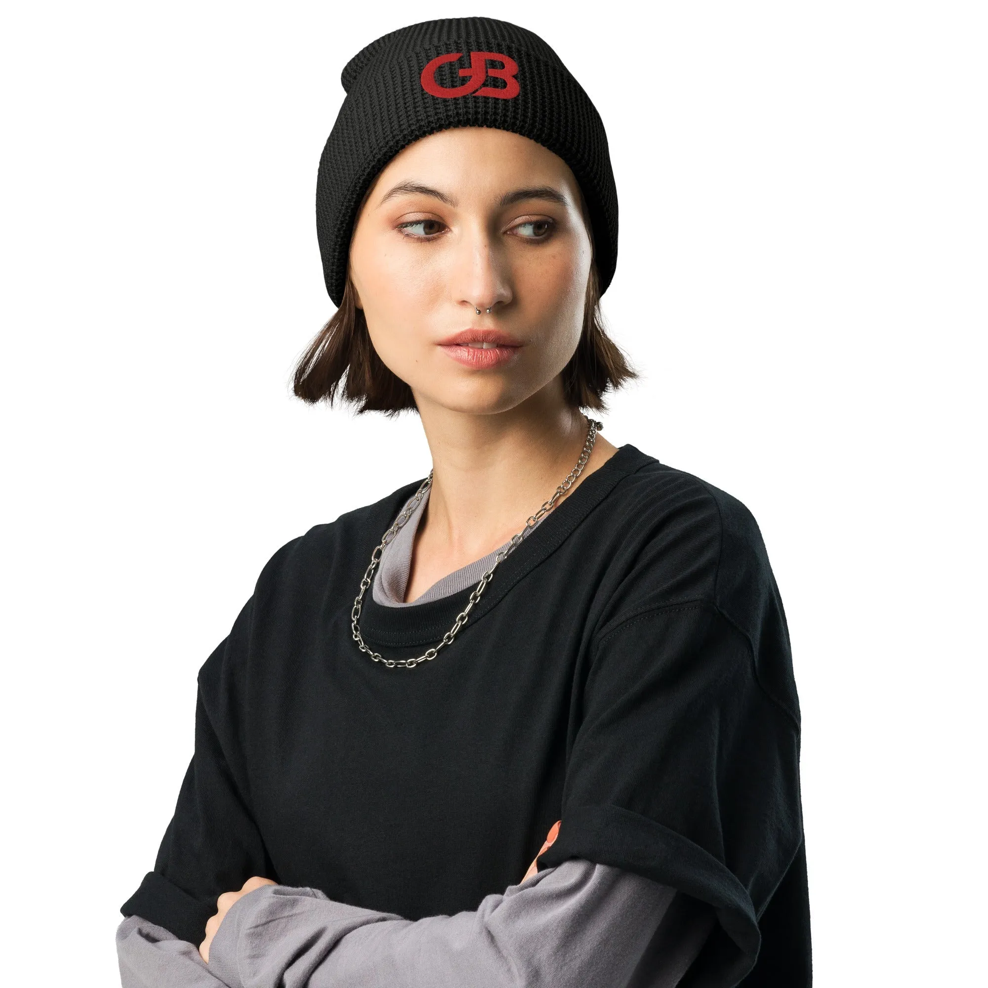 Gerald Black Waffle Beanie RED