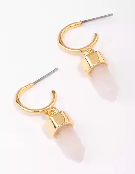 Gold Plated Rose Quartz Drop Earrings