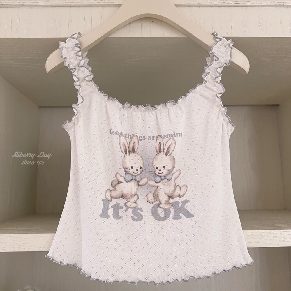 “Good things are coming” cute rabbit lace vest BY6016