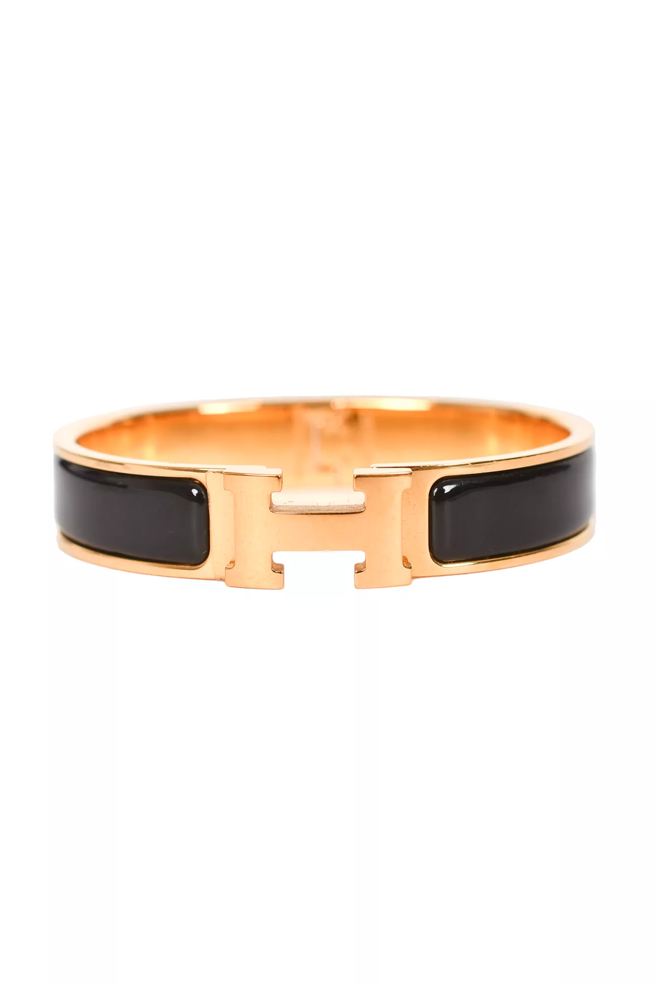 Hermes Gold/Black Clic Clac Bangle