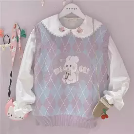 JAPANESE CUTE RABBIT PASTEL PURPLE SOFT VEST BY90188