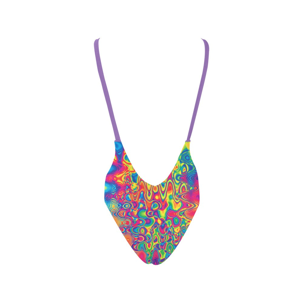 Liquid Splatter Rave One Piece Backless Swimsuit