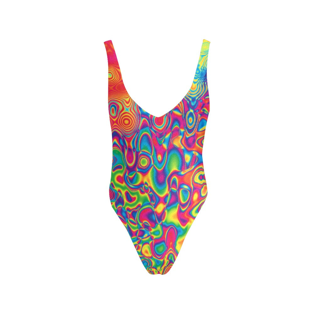 Liquid Splatter Rave One Piece Backless Swimsuit