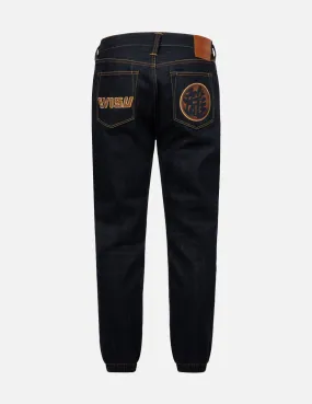 Logo and Kanji Appliqué Denim Jogger Pants