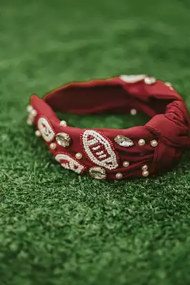 Maroon Football Beaded Headband