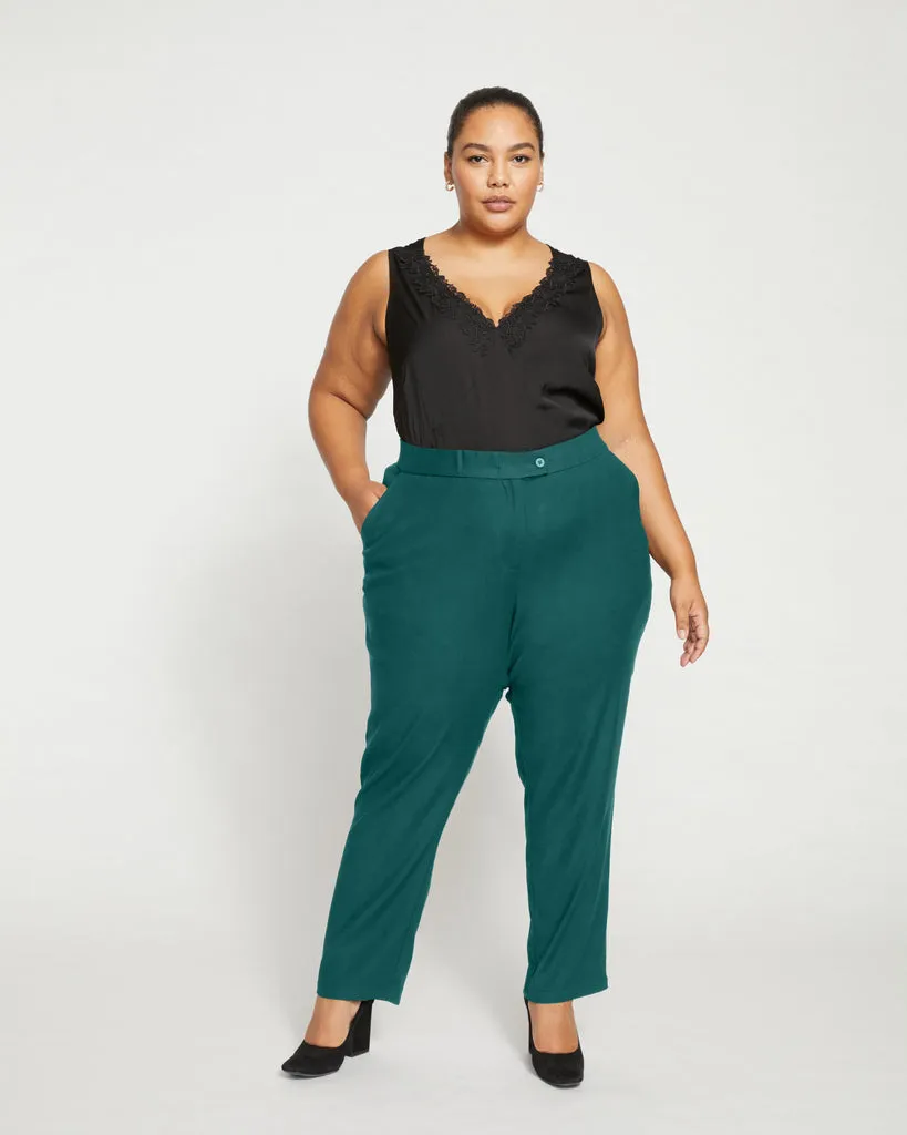 Meg Double Luxe Cigarette Pants - Forest Green