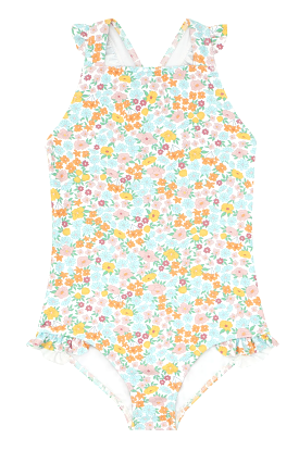 Minnow - Girls Hawaiian Floral Crossover One Piece