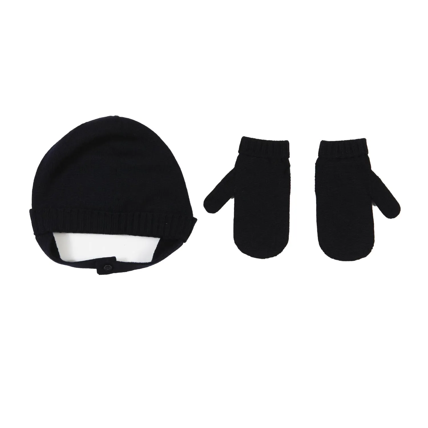 Moncler Midnight Blue Moncler Beanie And Gloves Set For Babies