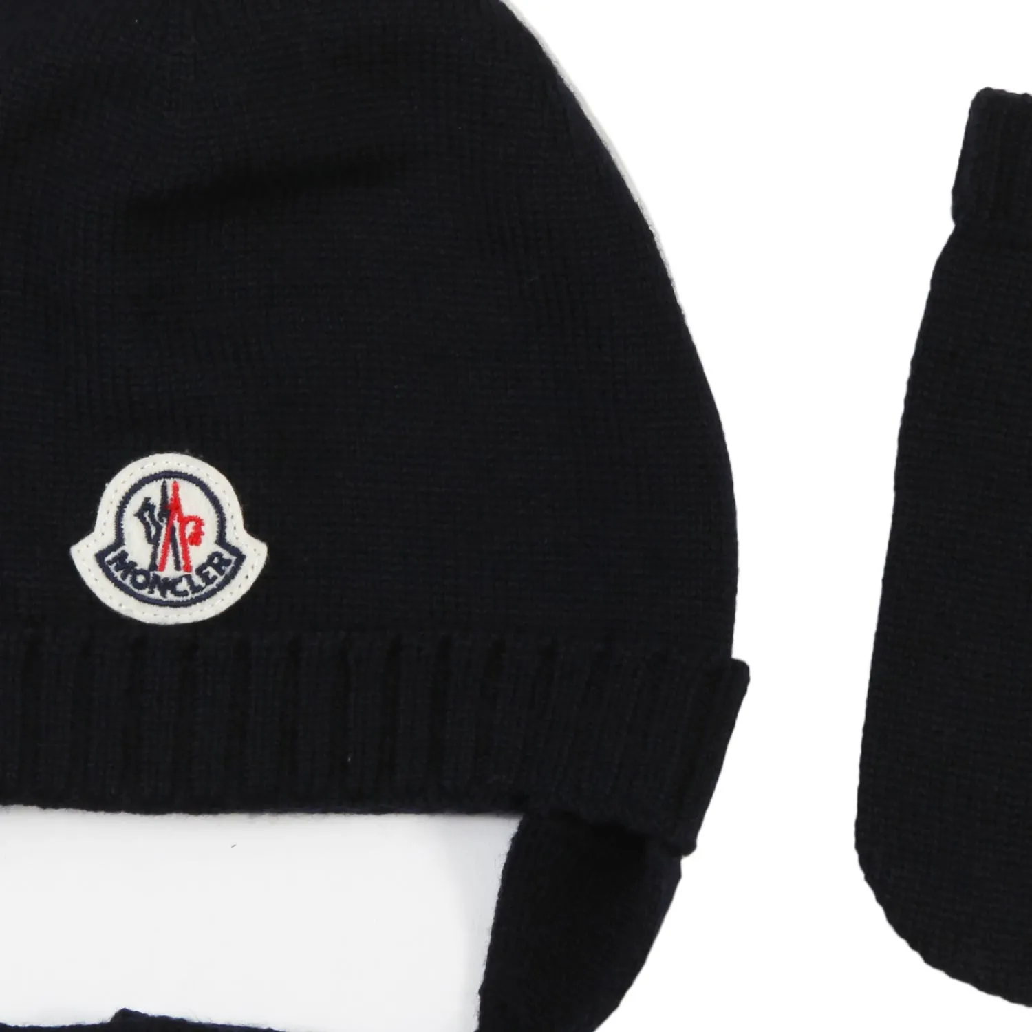 Moncler Midnight Blue Moncler Beanie And Gloves Set For Babies