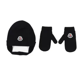 Moncler Midnight Blue Moncler Beanie And Gloves Set For Babies