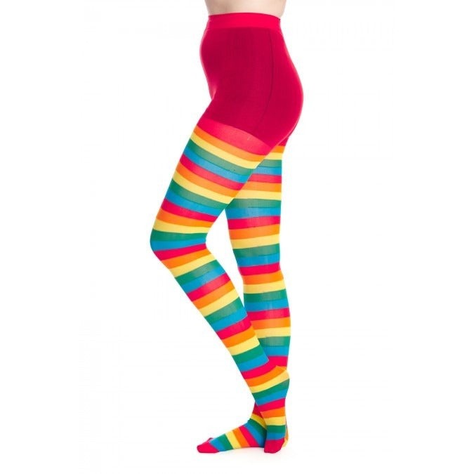 Multi Coloured Rainbow Striped Tights