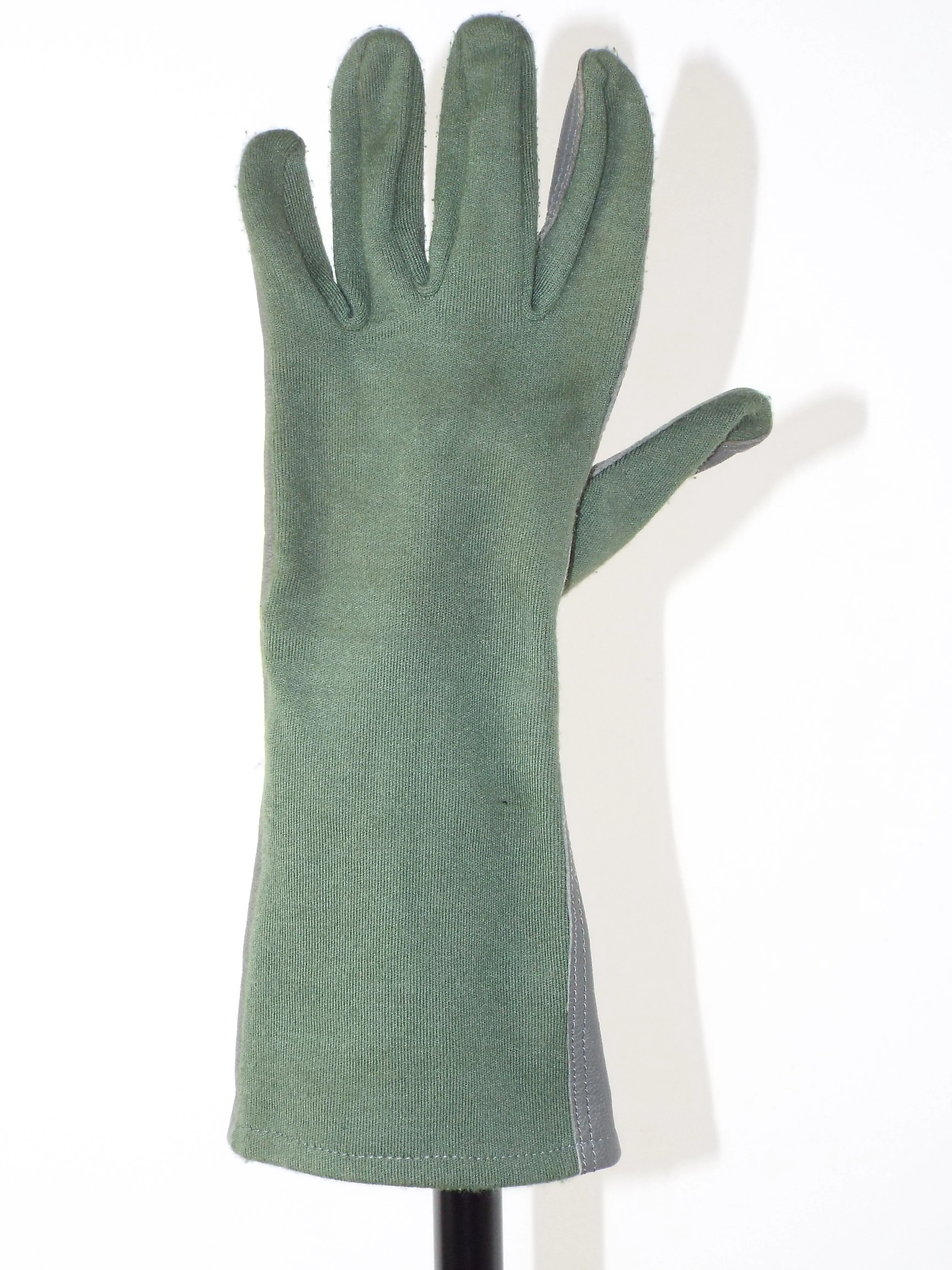 Nomex Green Flyer's Summer Fire Resistant Gloves - leather and Nomex