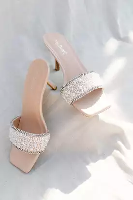 Nude Beaded Pearl Heels