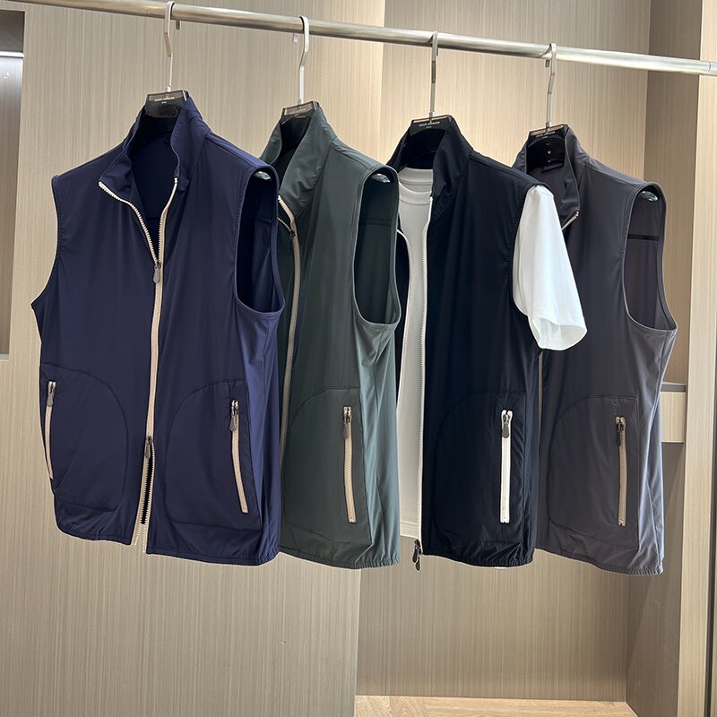 Only 180g thin quick-drying four-way stretch men's summer Rainproof breathable stand-up collar casual vest