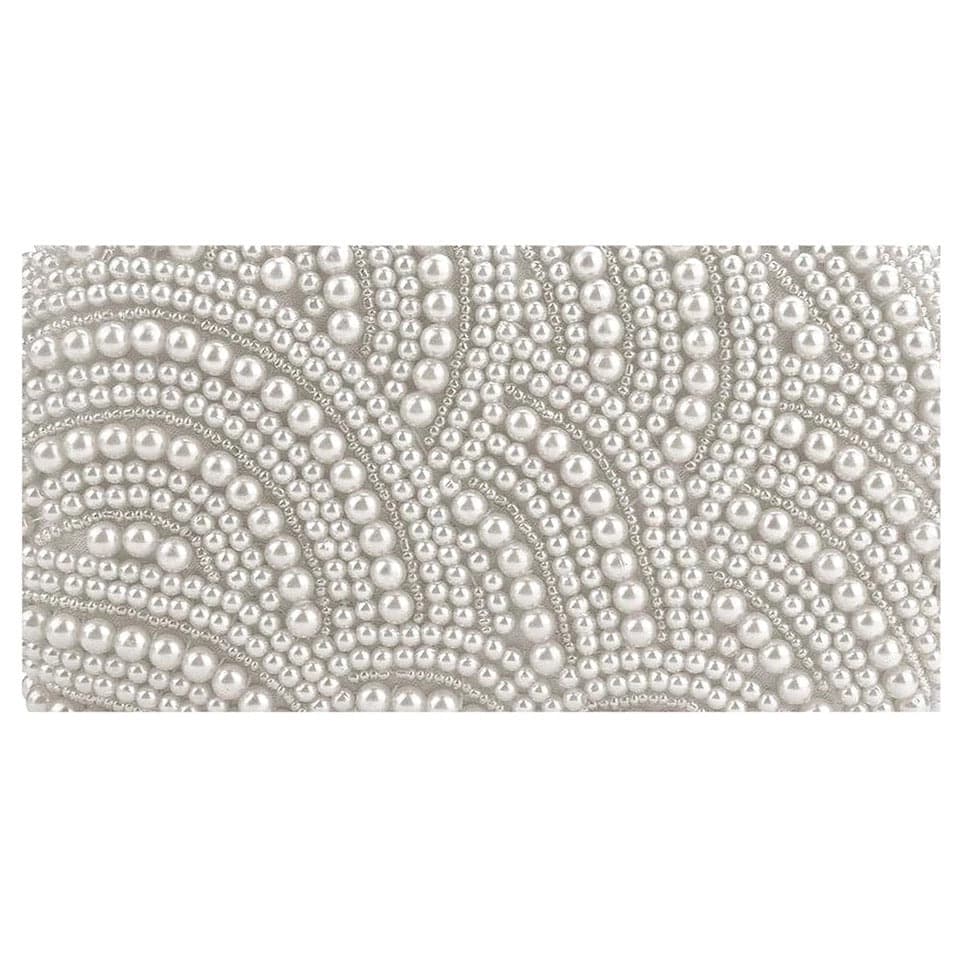 Pearl And Crystal Beaded Rectangular Evening Clutch