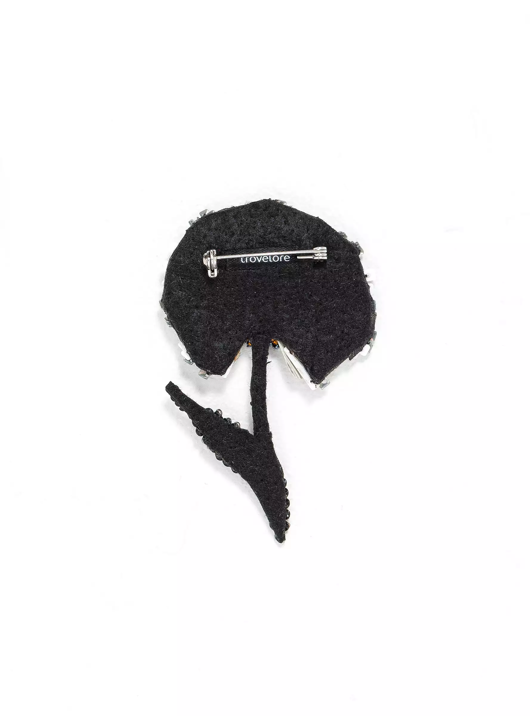 Ruffle Flower Brooch Black