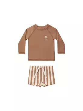 Rylee & Cru - Clay Stripe Rash Guard Boy Set