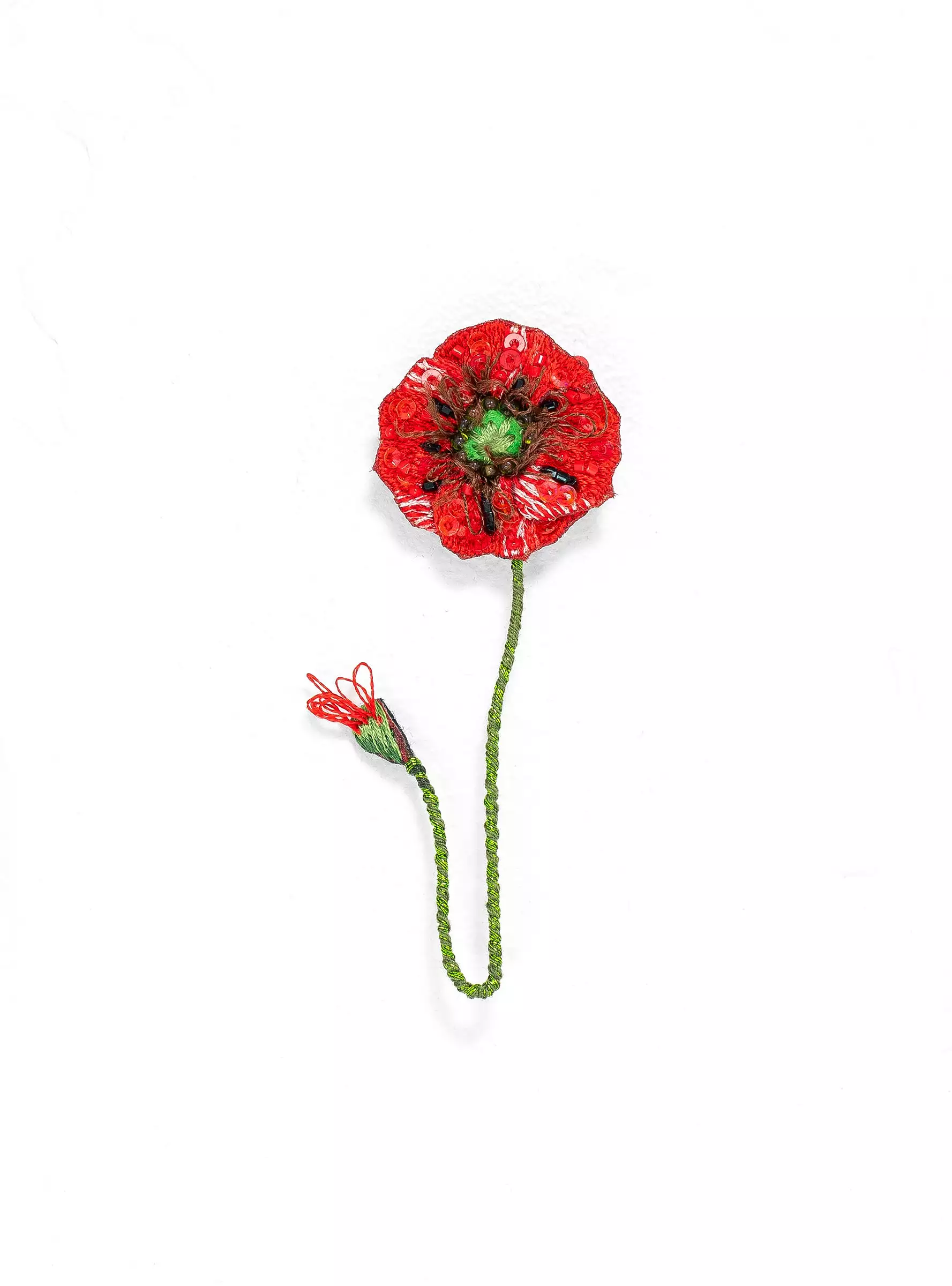 Shirley Poppy Brooch Red & Green