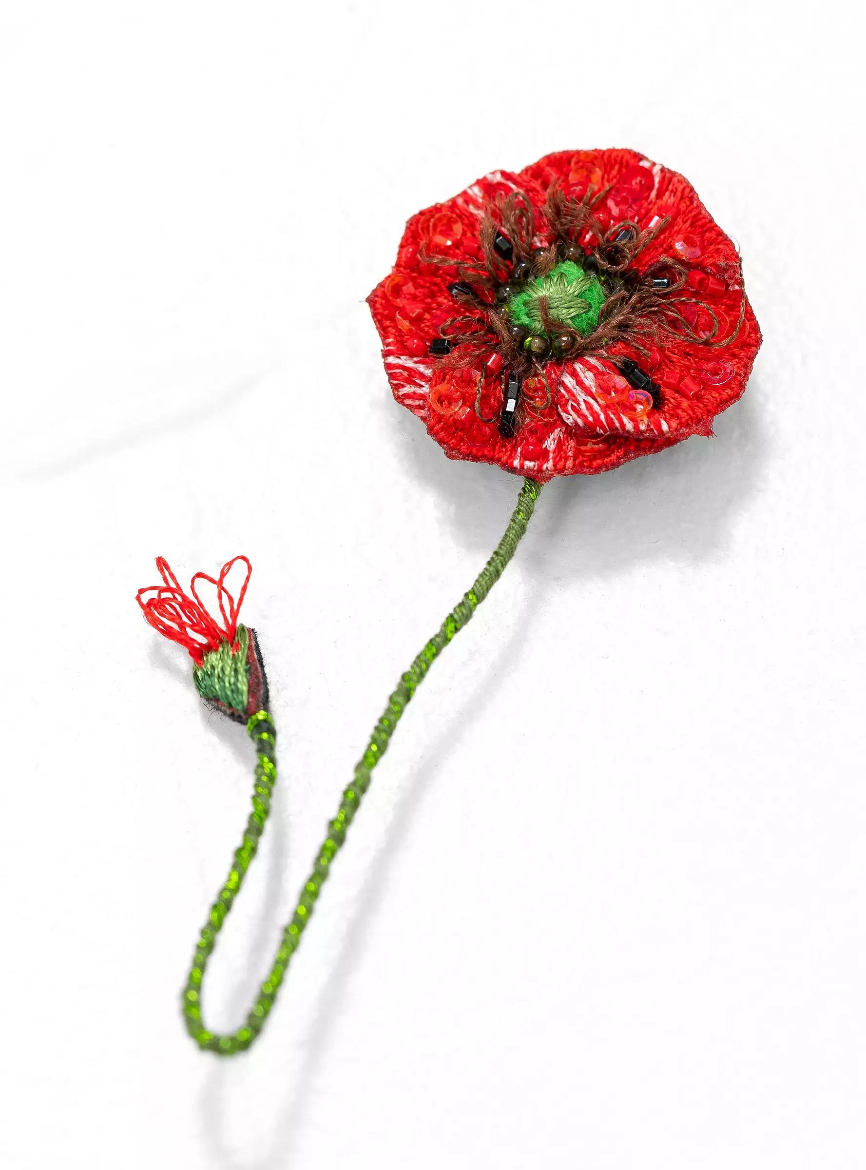 Shirley Poppy Brooch Red & Green