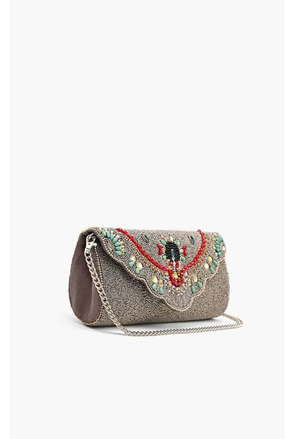 SILVER NIGHTS BEADED CLUTCH