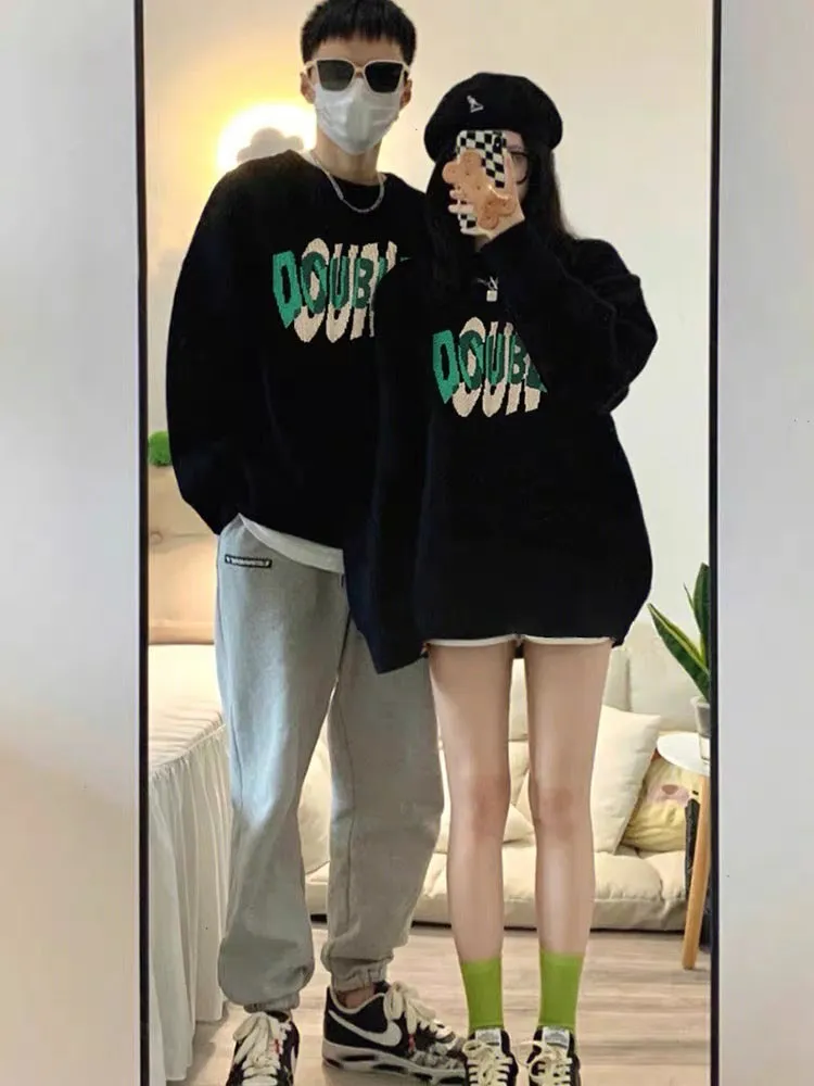 Special couple sweaters for men and women in autumn and winter 2023 new ins high-end sense, different lazy style and thickening 