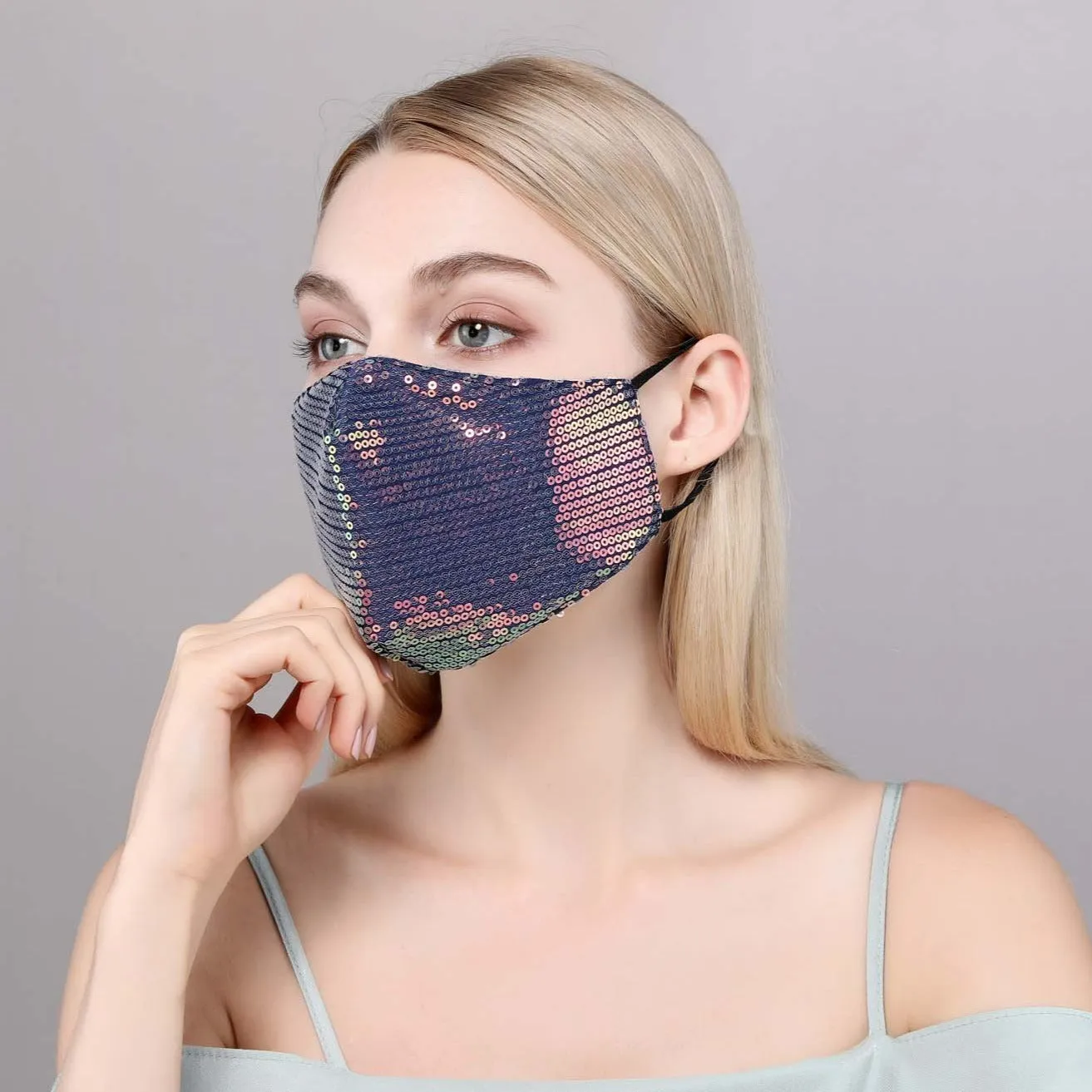 Stella Misty Purple Iridescent Sequin Mask