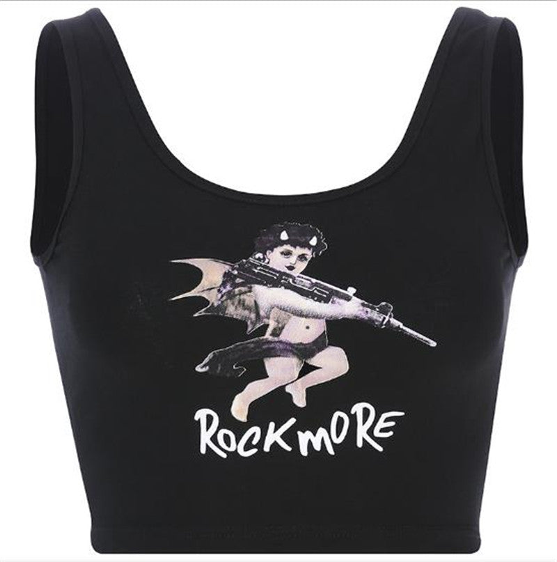 SUMMER STREET ''ROCK MORE'' BLACK VEST BY22277